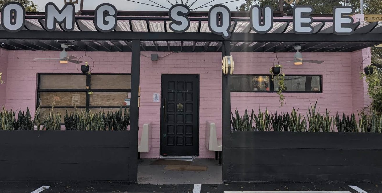 OMG Squee exterior &mdash; pink building on Bolm Road, Austin